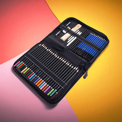 Великий набір кольорових олівців пенал 96 елементів для малювання розвитку дитячої творчості юного художника