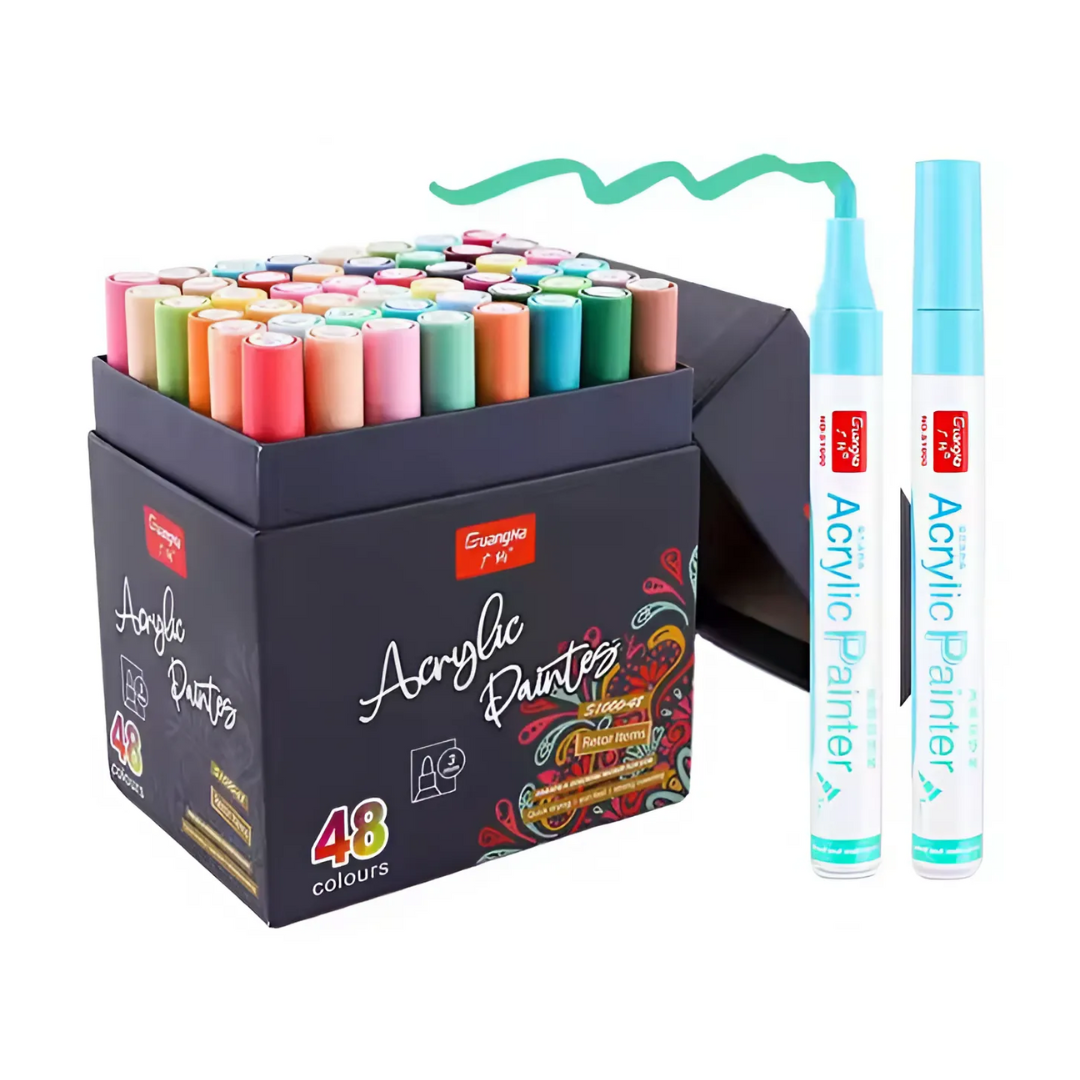 Акрилові маркери GuangNa 48 кольорів | Набір акрилових фломастерів для малювання по тканині, склу, для розмальовок, фото 1