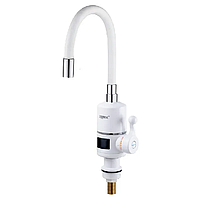 Проточний водонагрівач Zerix ELW06-EF-WHITE 3,3 kW з індикатором температури, силіконовий вилив, на мийку (ZX5856)