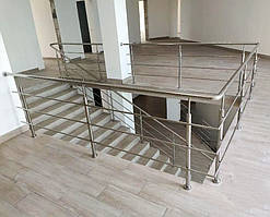 Перила/огородження з нержавійки AISI 304, поручень Ø38 мм, стійка Ø38 мм, 3 ригелі Ø16 мм, кріплення на анкер