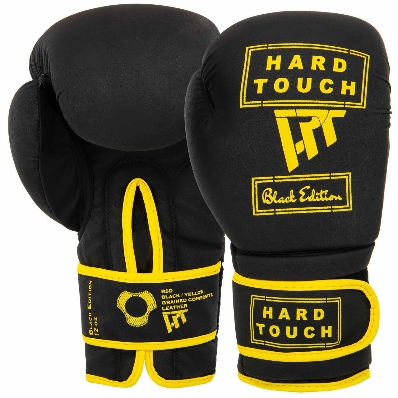 Рукавички боксерські ZELART HARD TOUCH BO-4658 10-14 унцій чорний-золотий