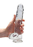 Прозорий фалоімітатор на присосці Shots Realrock Crystal Clear Dildo 9" Transparent, фото 6