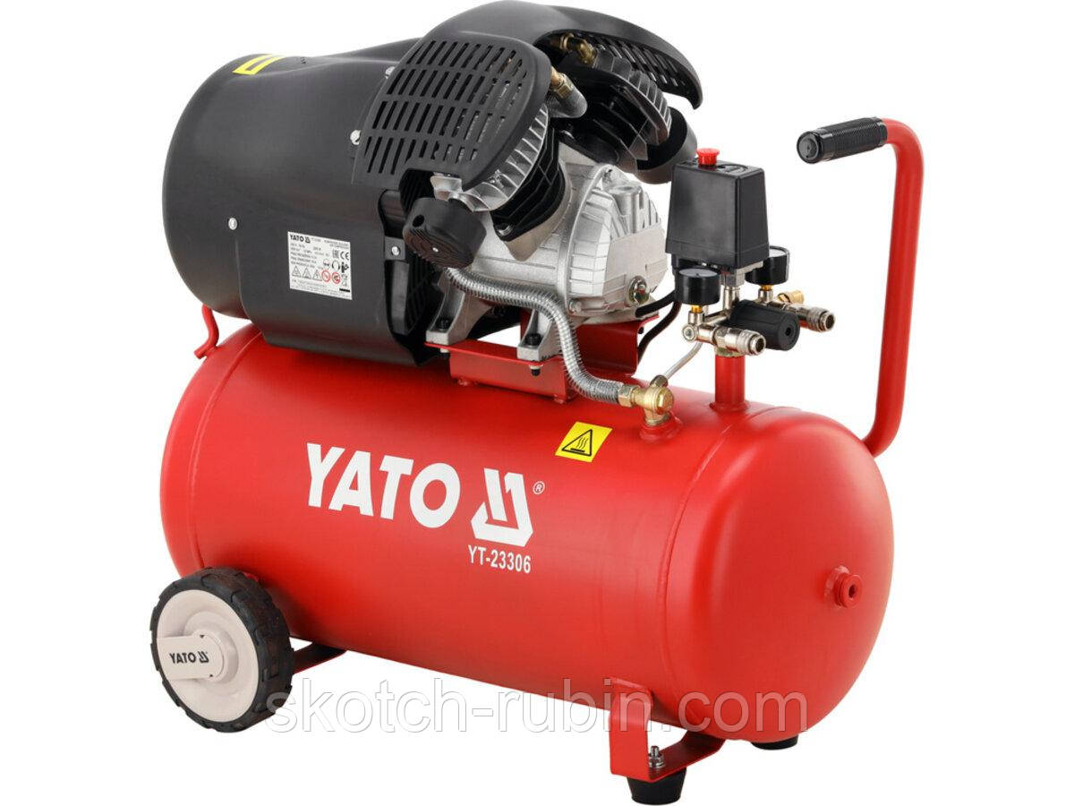 Компресор мережевий YATO 230 В, 2.2 кВт, тиск ≤ 8 Bar,  под. повітря- 392 л/хв, ресивер- 50 л [1]