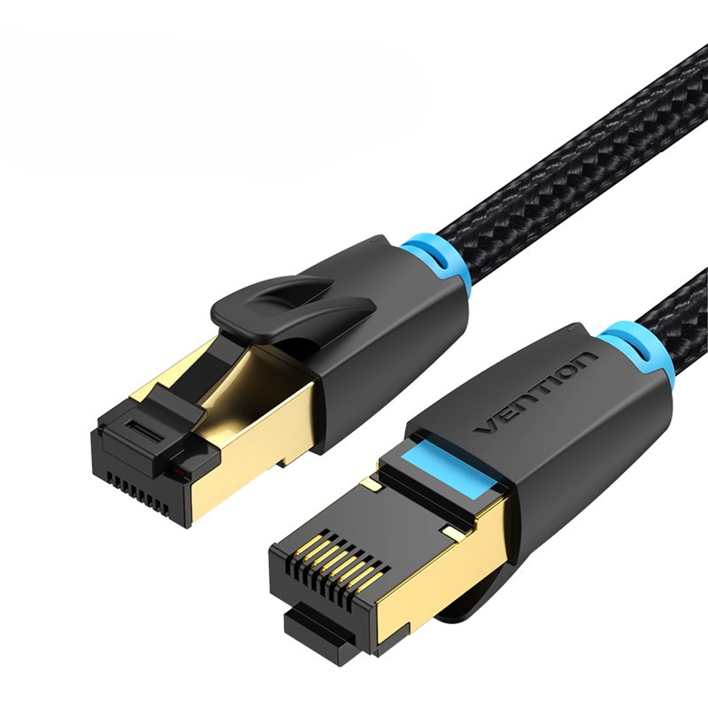 Патч-корд Vention 3м в обплетенні, мережевий кабель 40 Гбіт/с Ethernet RJ45 Cat 8 Black (IKGBI), фото 1