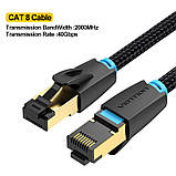 Патч-корд Vention 3м в обплетенні, мережевий кабель 40 Гбіт/с Ethernet RJ45 Cat 8 Black (IKGBI), фото 2