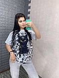 Стильна жіноча принтована футболка "Чорний кіт", фото 4