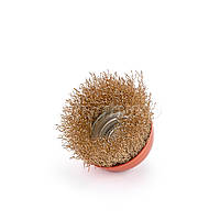 Щітка чашка 65 мм для УШМ, кручені латуньовані дроти Sturmax 5240M-01-065