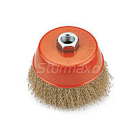 Щітка чашка 100 мм для УШМ, кручені латуньовані дроти Sturmax 5240M-01-100