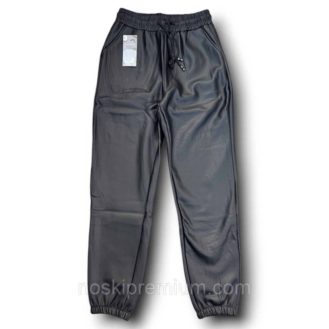 Джогери жіночі термо екошкіра на хутрі Kenalin, розмір 2XL-3XL, чорні, 9131-1, фото 1