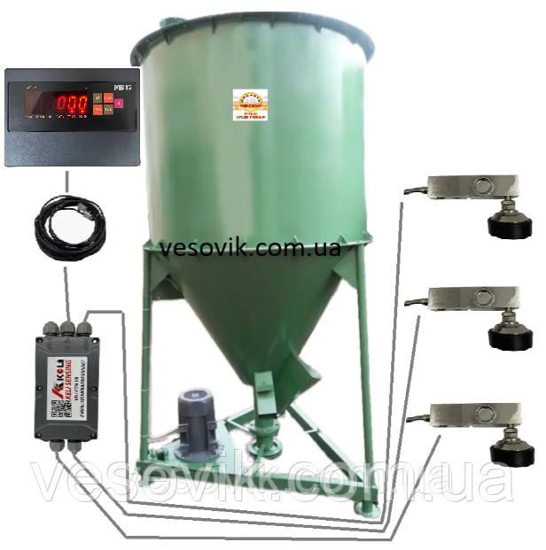 Ваги до 2000кг ZEMIC MB12 (А12) RS232 для кормозмішувача (комплект обладнання) на 3датч., фото 1