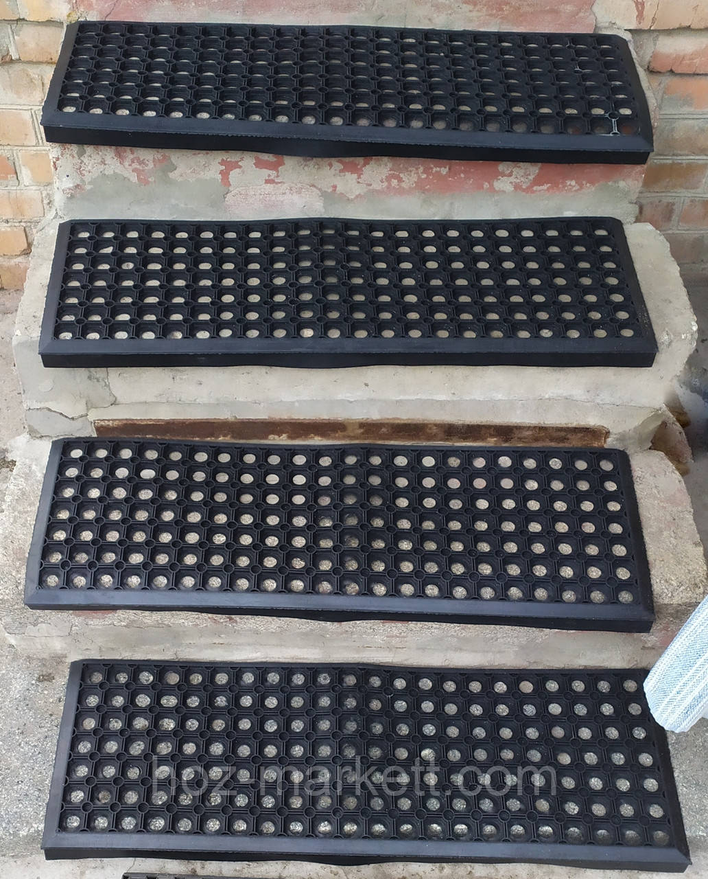 Килимок накладка на щаблі антиковзний брудозахисний 90 х 30 см стільники, фото 1