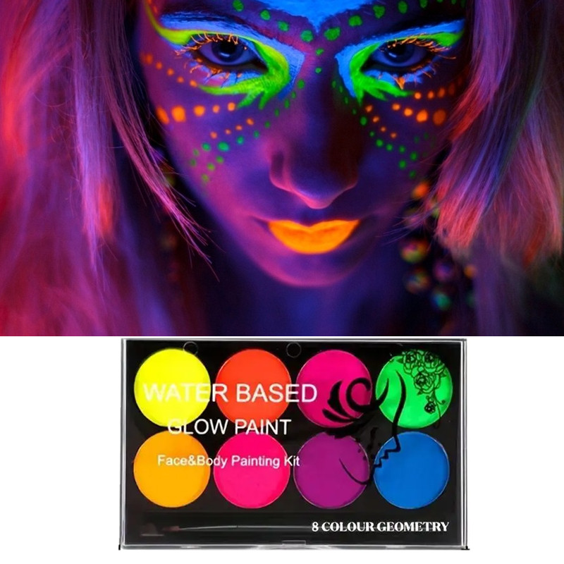 Аквагрим для обличчя неоновий водостійкий 8 кольорів, фото 1