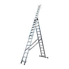 Драбина алюмінієва трисекційна GTM KMEKME314 3x14 сходинок 3.8-9.74м (39951)