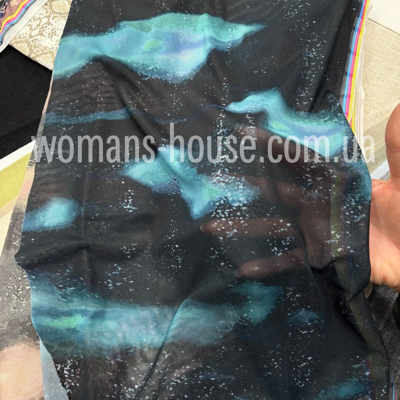 Сетка стрейч принт абстракция Этно 150 см 120 г/м2 Рулон от 100 м, фото 1