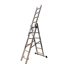 Драбина алюмінієва трисекційна GTM KME306 3x6 сходинок 1.64-3.26м (39942)