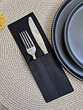 Куверт на два відділення для столового приладдя, чорний, водовідштовхувальний, фото 4