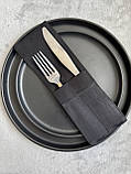Куверт на два відділення для столового приладдя, чорний, водовідштовхувальний, фото 2