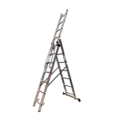 Драбина алюмінієва трисекційна GTM KME307 3x7 сходинок 1.9-4.07м (39944)