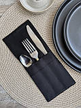 Куверт три відділення для столового приладдя, водовідштовхувальний, чорний, фото 2