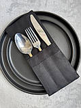 Куверт три відділення для столового приладдя, водовідштовхувальний, чорний, фото 3
