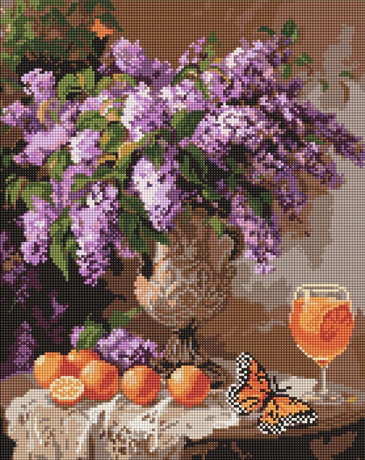 Алмазна мозаїка/вишивка Букет бузку у вазі 40*50 см Ідейка AMO 8125, фото 1