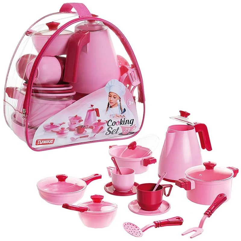Ігровий набір посуду Cooking Set 23 елементи рожевий у сумці