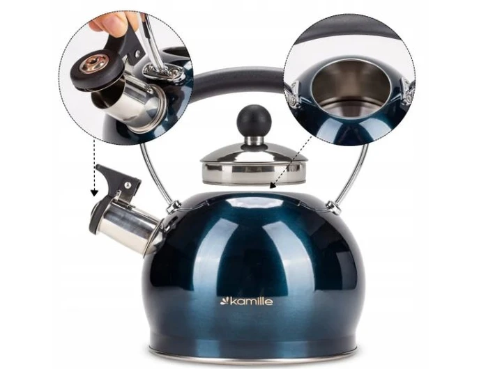 Чайник із нержавіючої сталі 2л зі свистком Kamille KM-0872, фото 1