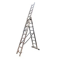 Драбина алюмінієва трисекційна GTM KME309 3x9 сходинок 2.45-5.69м (39946)