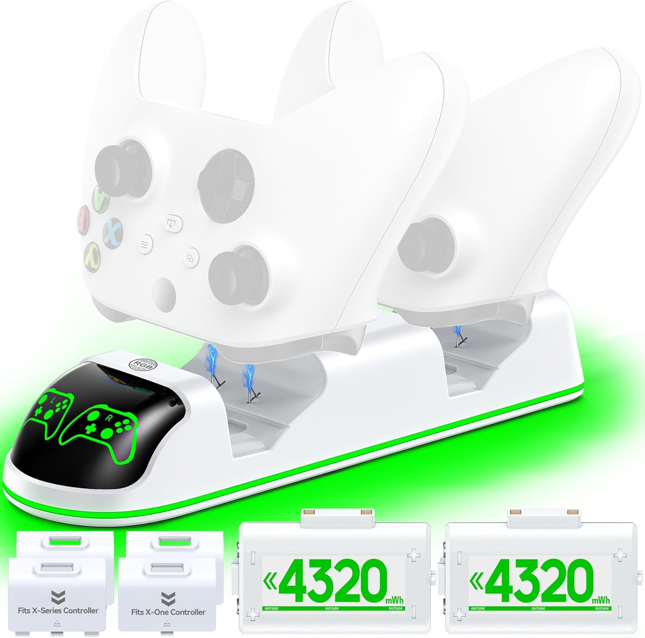 Заряджання підставка та два акумулятори для геймпада Xbox 4320mWh OIVO NG-X131XW-RGB