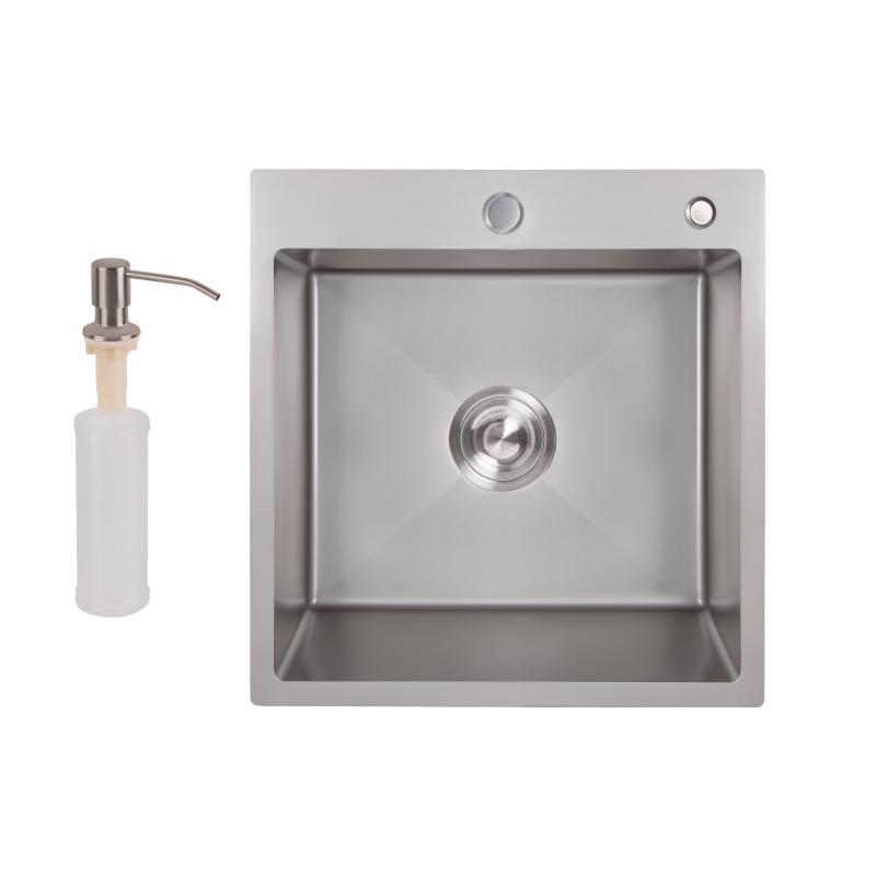 Мийка для кухні інтегрована Lidz Handmade H5050G (LDH5050GPVD43620) Brushed Grey PVD 3,0/1,0 мм, фото 1