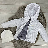 Куртка демісезонна для дівчинки на весну осінь Коротка біла дитяча Осіння курточка для підлітка 74-80, фото 2