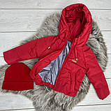 Куртка для дівчинки 1-14 років демісезонна на весну осінь Дитяча Осіння підліткова курточка Червоний 74-80, фото 3