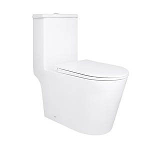 Унітаз-моноблок підлоговий Qtap Kolibri Ultra Quiet безобідковий із сидінням Soft-close WHITE QT10226380W
