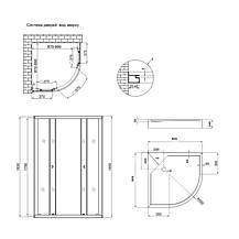 Душова кабіна Lidz Latwa SC90x90.SAT.LOW.GR, скло тон. 4 мм + Lidz Душовий піддон KAPIELKA ST90x90x15, фото 3
