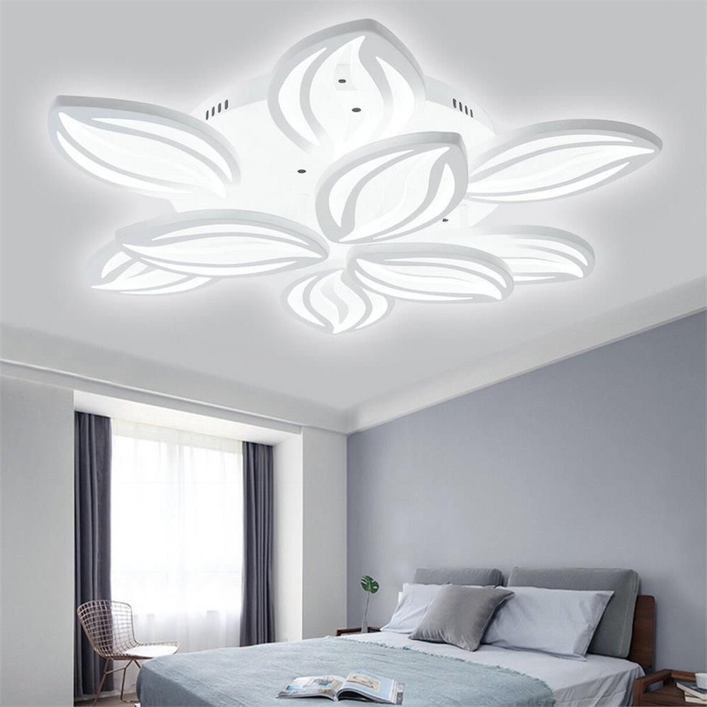 Сучасна стельова LED люстра з пультом та RGB, 9 пелюсток, освітлення до 25 м², модель A2325/6+3 WT