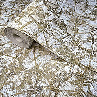 Шпалери вінілові 10м×53см Слов’янські шпалери 9423-05, бежеві, кавові, золотисті для вітальні, спальні, кухні та коридору