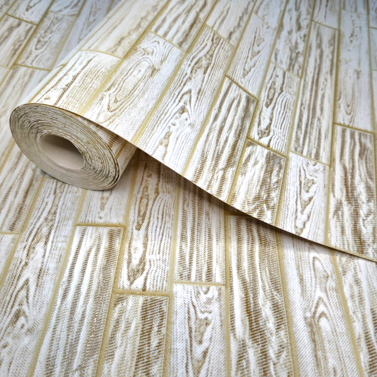 Шпалери вінілові паперові 10×0.53 м Слов'янські 9419-02, бежеві під дерево в спальню, на кухню, в коридор, кімнату, фото 1