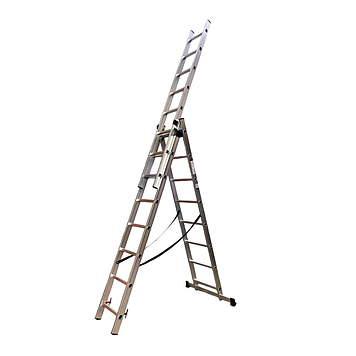 Драбина алюмінієва трисекційна GTM KME308 3x8 сходинок 2.18-4.88м (39945)