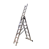 Драбина алюмінієва трисекційна GTM KME307 3x7 сходинок 1.9-4.07м (39944)