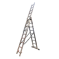Драбина алюмінієва трисекційна GTM KME309 3x9 сходинок 2.45-5.69м (39946)