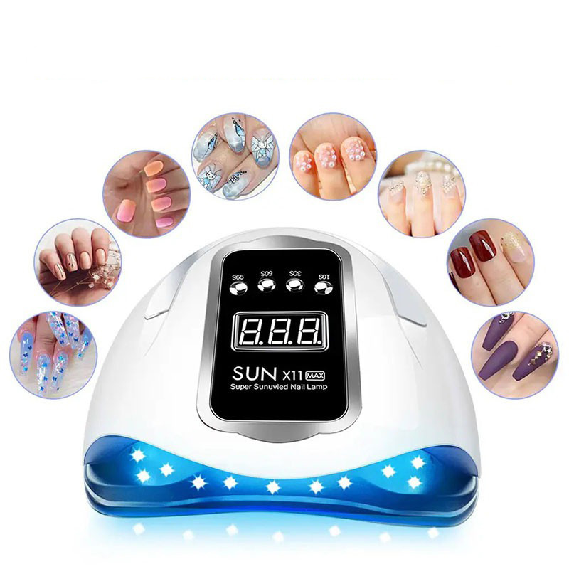 УФ ЛЕД-лампа SUN X11 MAX для манікюру/ нігтів/гель лаку настільна 280W 66 LEDS білий чорний (GS-107416), фото 1