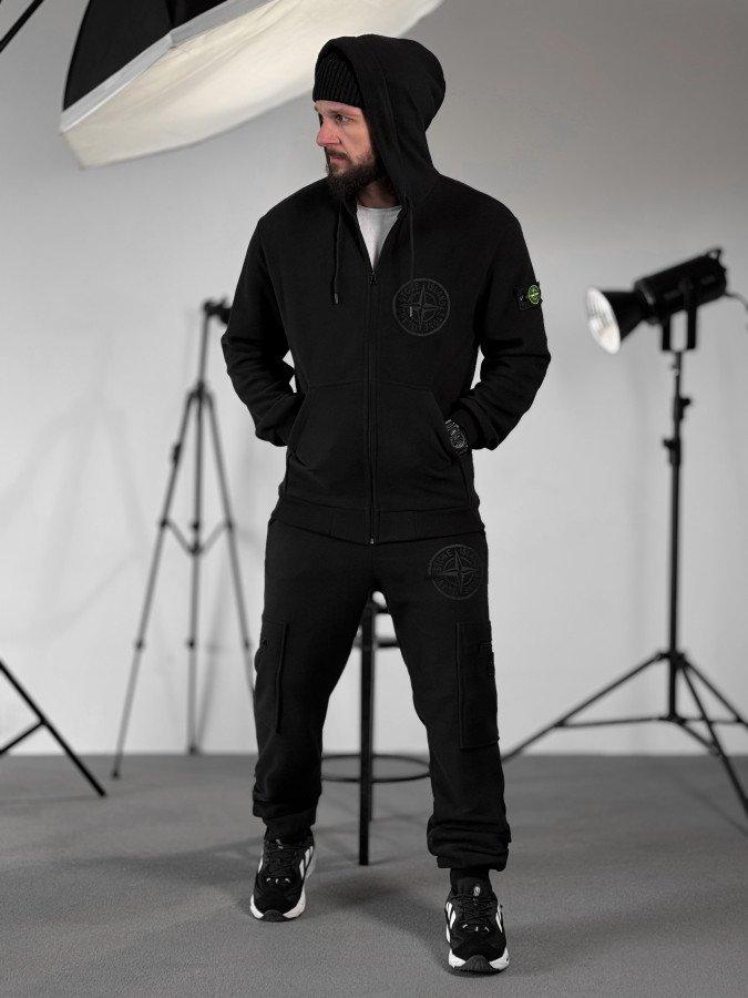 Флісовий спортивний костюм Stone island black ВТ0551