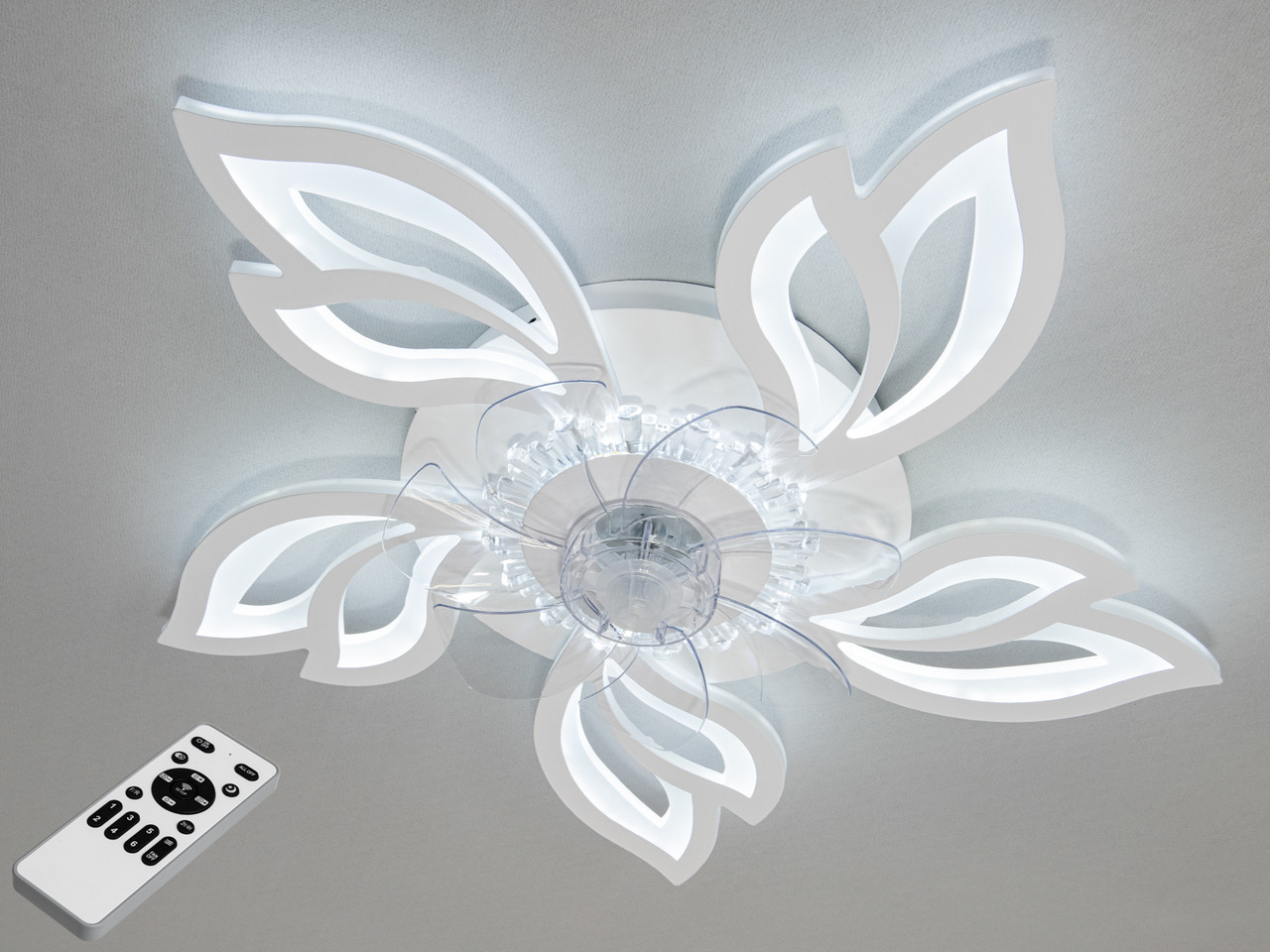 Світлодіодна стельова люстра з вентилятором 8165/5WH FS, фото 1
