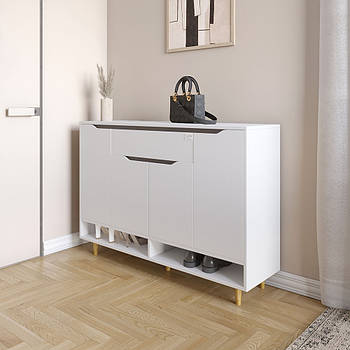 Тумба для взуття у передпокій LION Салліван Тумба-2 Німфея Альба (білий) (LION-041142) ТОП