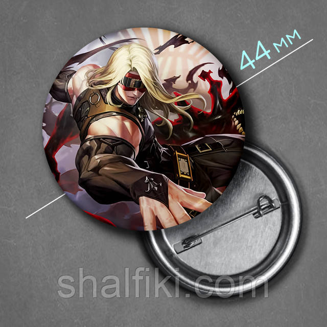 "Затто (Гілті Гір / Guilty Gear)" значок круглий на булавці Ø44 мм, фото 1