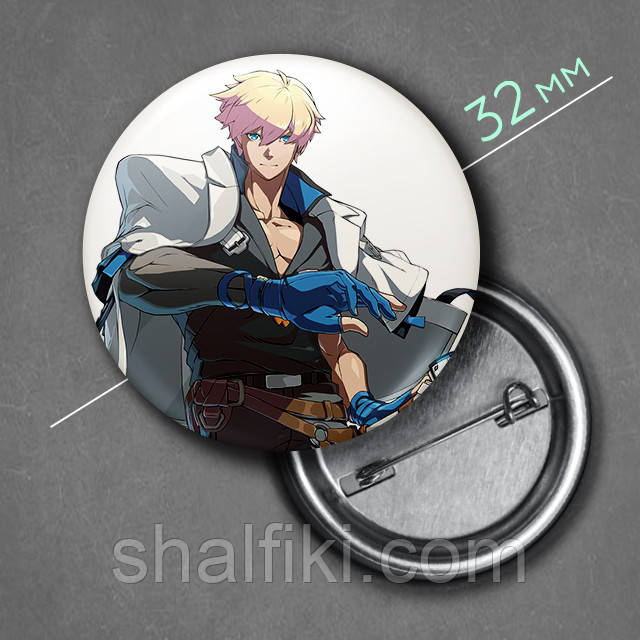 "Кай Киске (Гілті Гір / Guilty Gear)" значок круглий на булавці Ø32 мм, фото 1