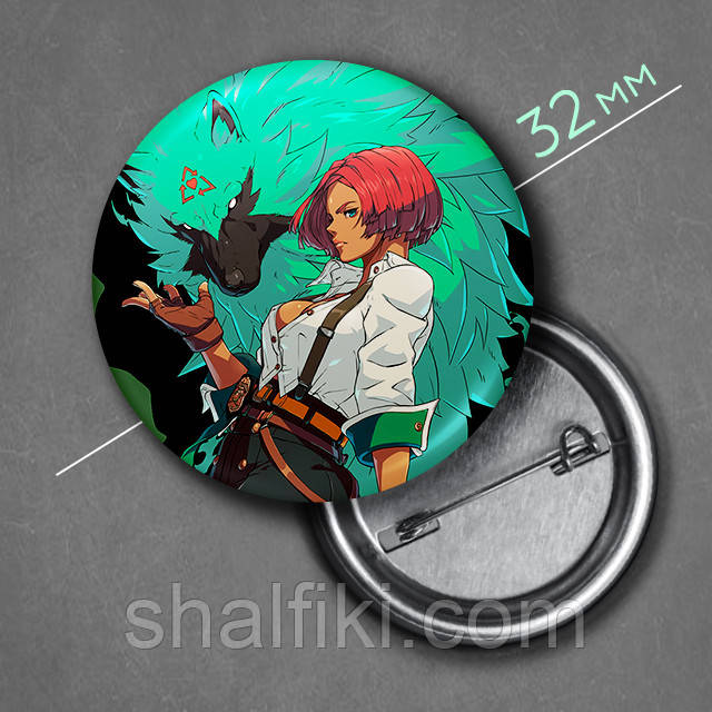 "Гіованна (Гілті Гір / Guilty Gear)" значок круглий на булавці Ø32 мм, фото 1