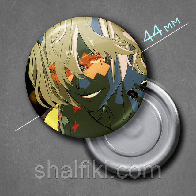 "Хепі Хаос (Гілті Гір / Guilty Gear)" магніт круглий Ø44 мм, фото 1