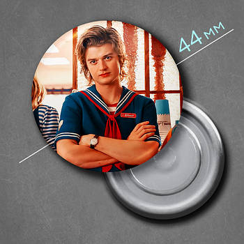 "Стів Гаррінгтон (Дивні дива / Stranger Things)" магніт круглий Ø44 мм