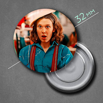 "Одинадцять (Дивні дива / Stranger Things)" магніт круглий Ø32 мм